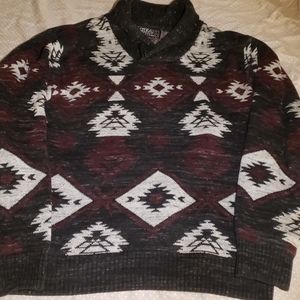 Aztec print cowl neck sweater